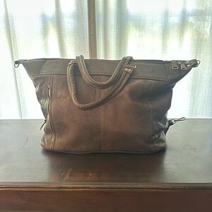 Camel leather weekender bag